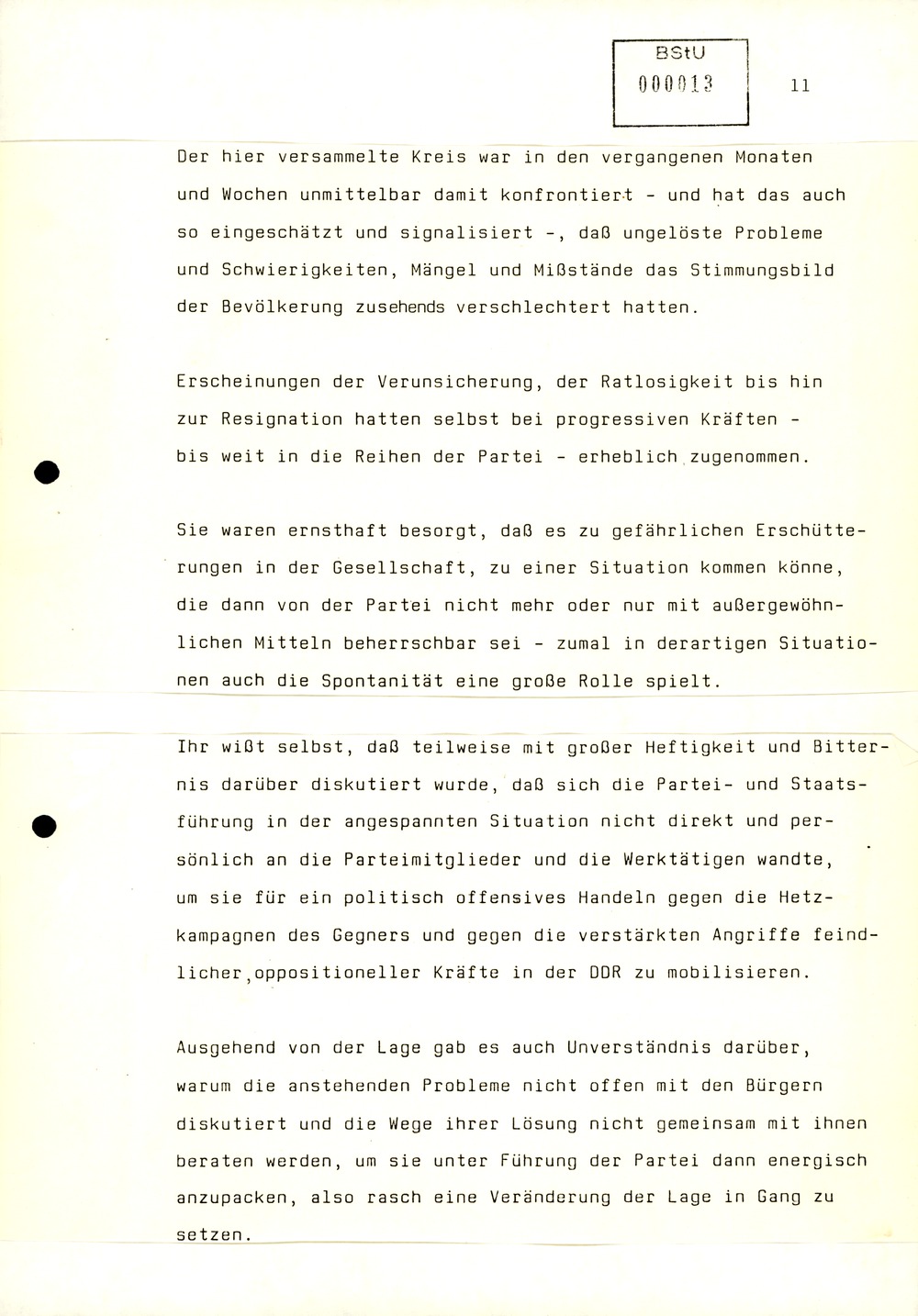 Referat Mielkes zur Auswertung der 9. Tagung des ZK der SED