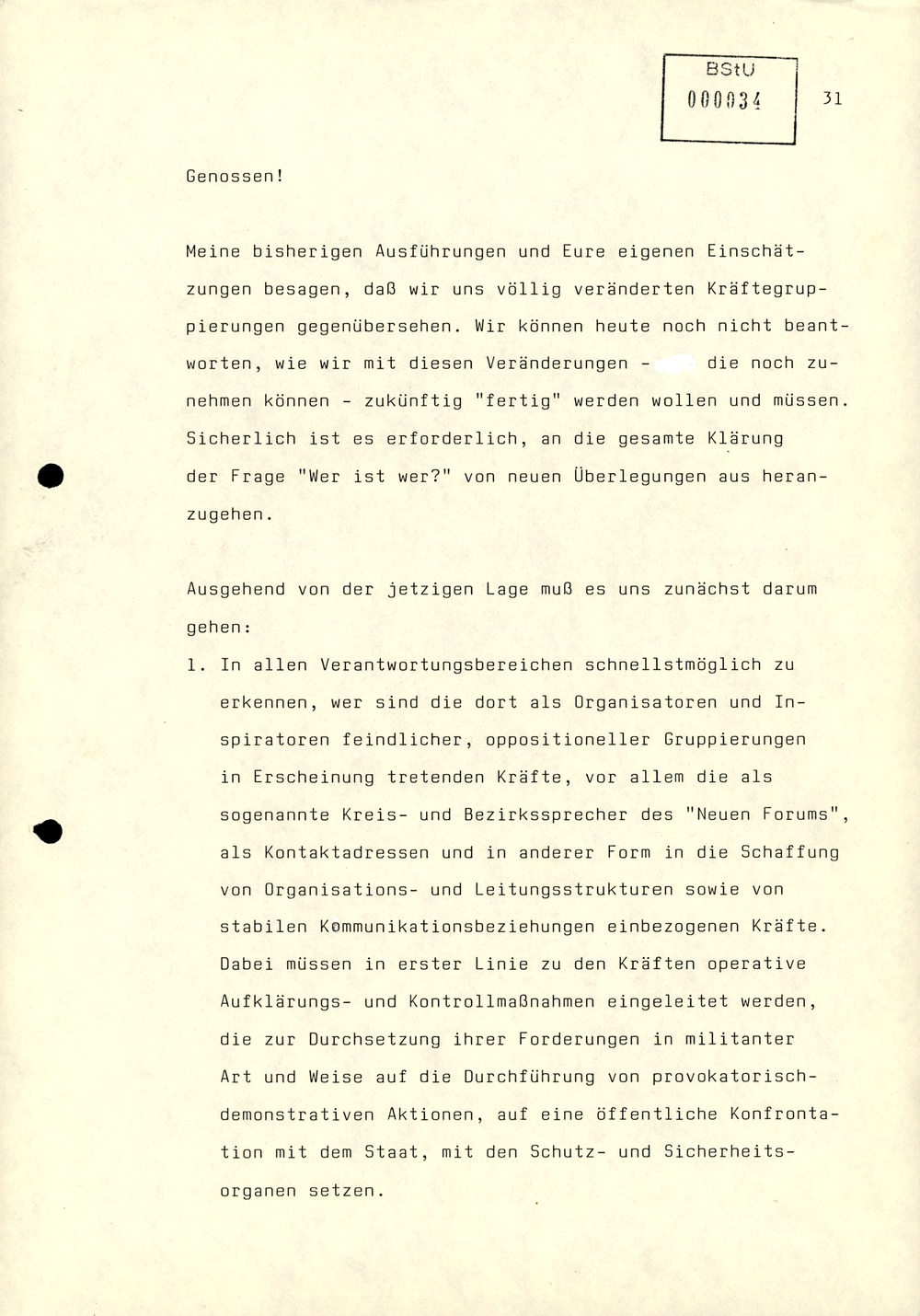 Referat Mielkes zur Auswertung der 9. Tagung des ZK der SED