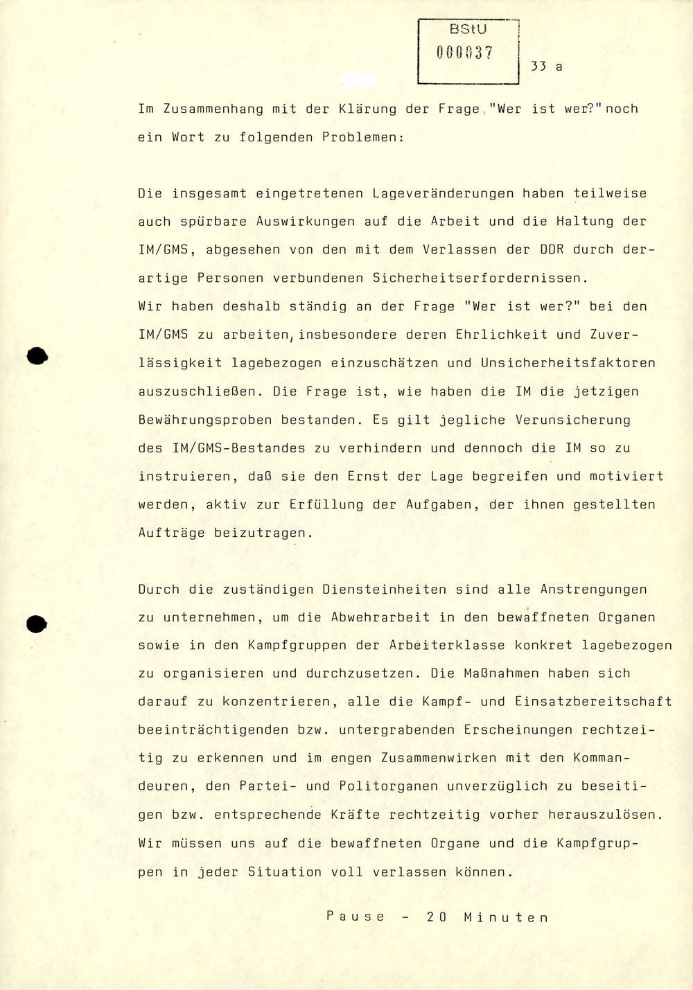 Referat Mielkes zur Auswertung der 9. Tagung des ZK der SED