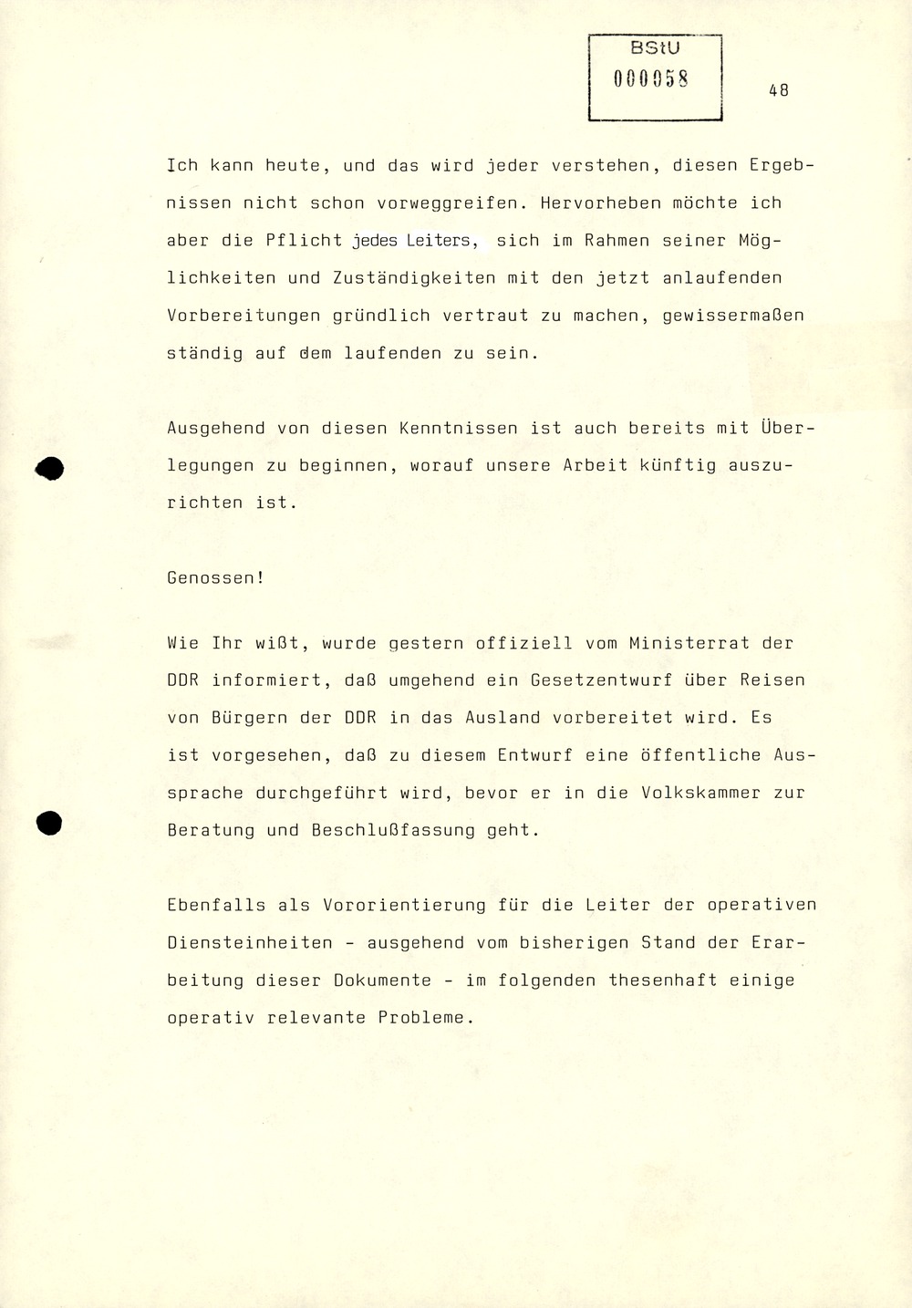 Referat Mielkes zur Auswertung der 9. Tagung des ZK der SED