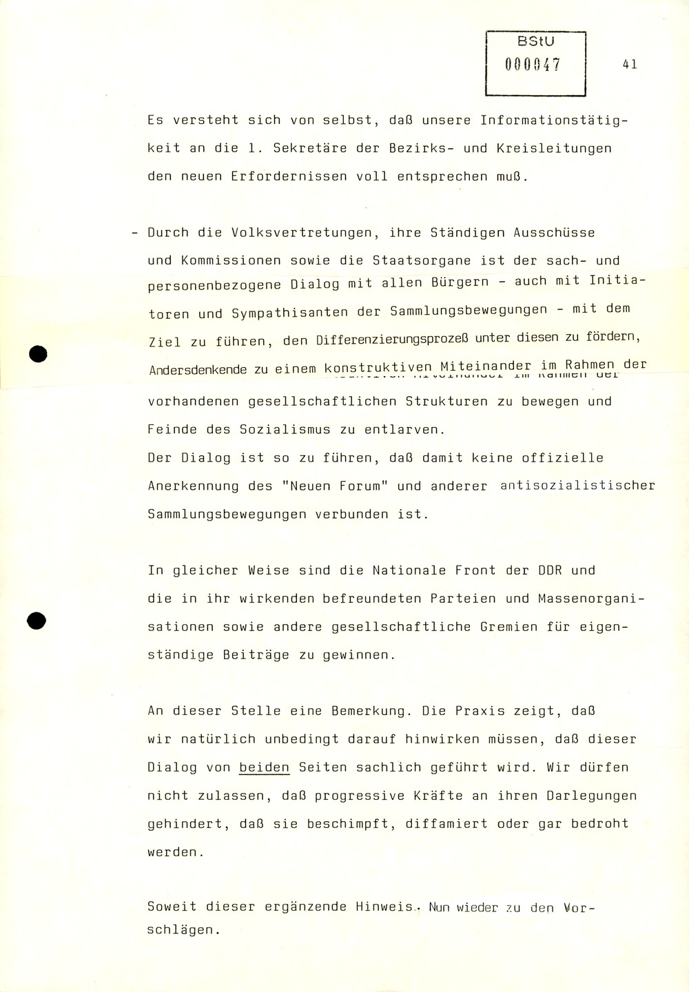 Referat Mielkes zur Auswertung der 9. Tagung des ZK der SED