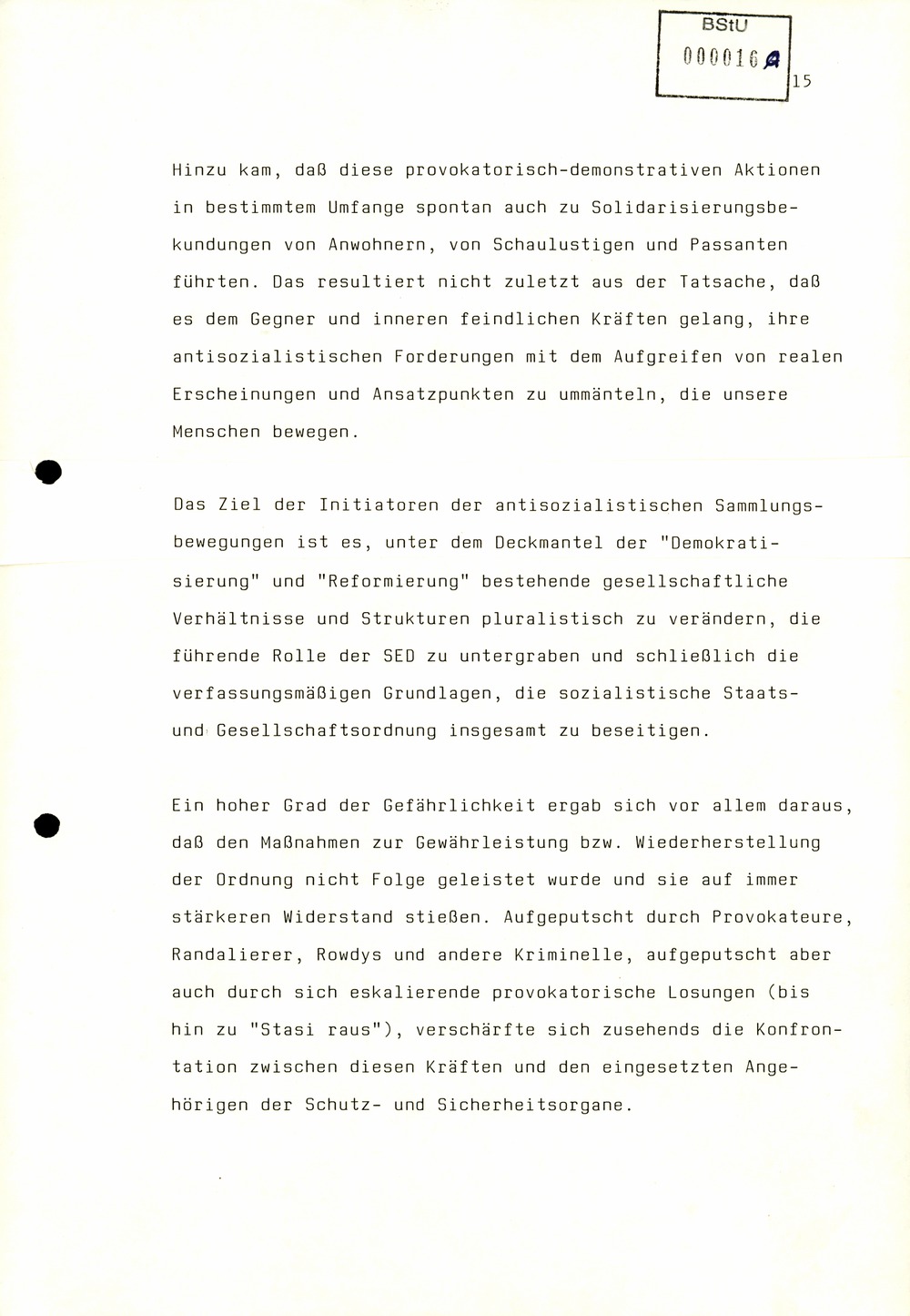 Referat Mielkes zur Auswertung der 9. Tagung des ZK der SED