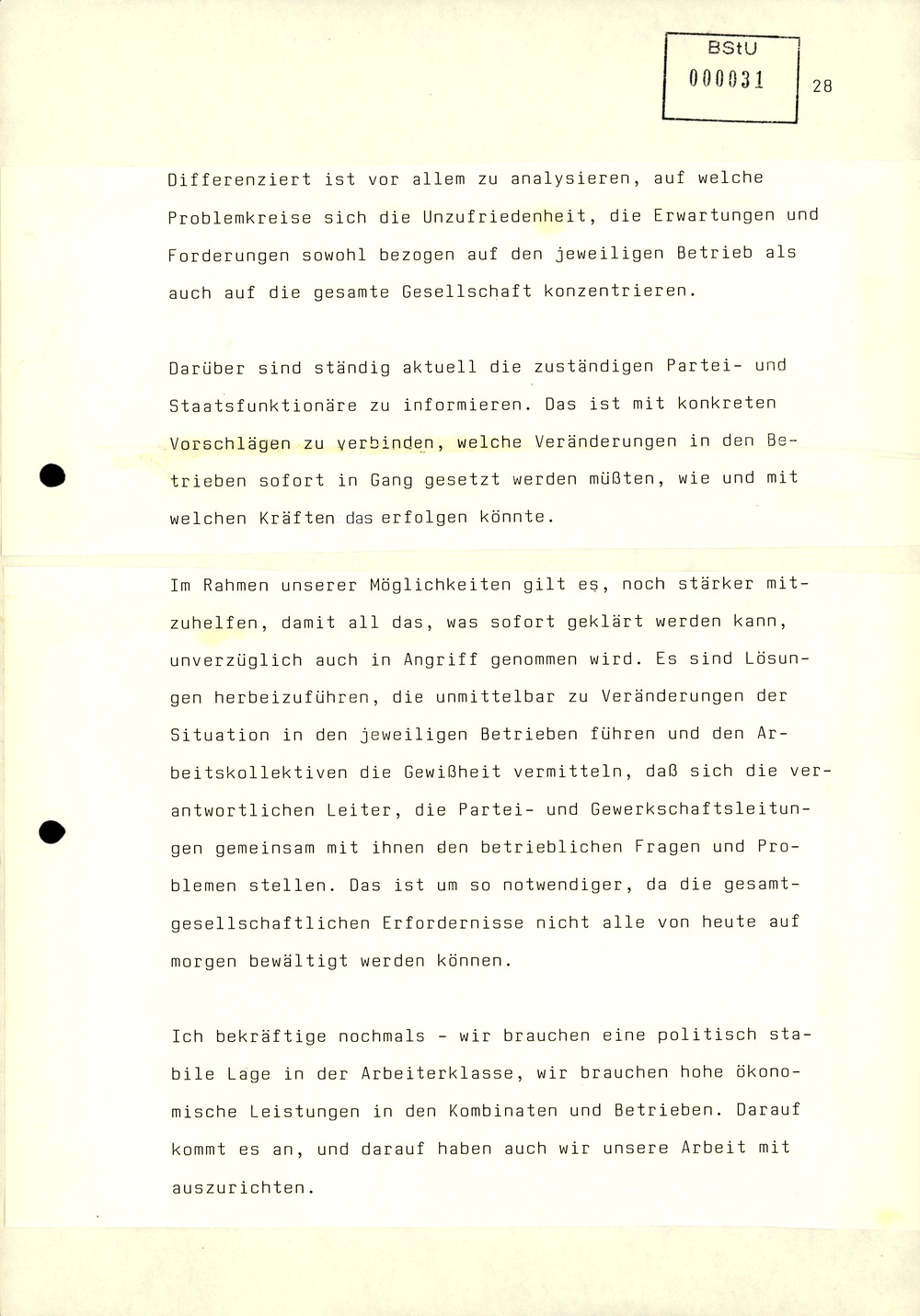 Referat Mielkes zur Auswertung der 9. Tagung des ZK der SED