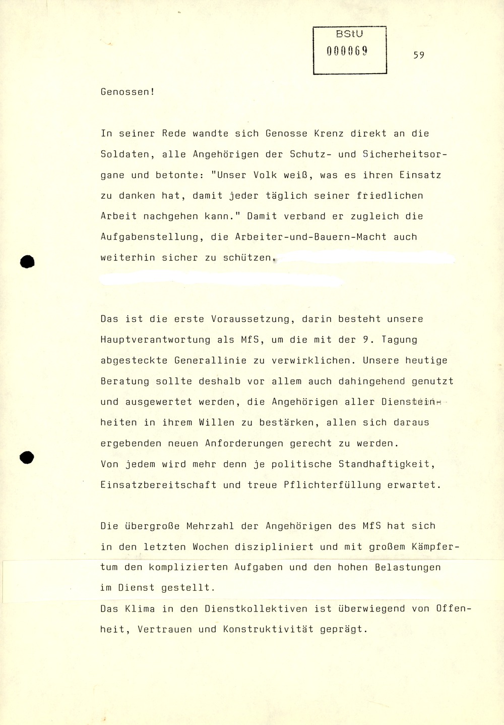 Referat Mielkes zur Auswertung der 9. Tagung des ZK der SED