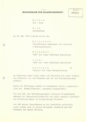 Zur Beisetzung von Pfarrer Brüsewitz am 26.8.1976 in Rippicha, Kreis Zeitz