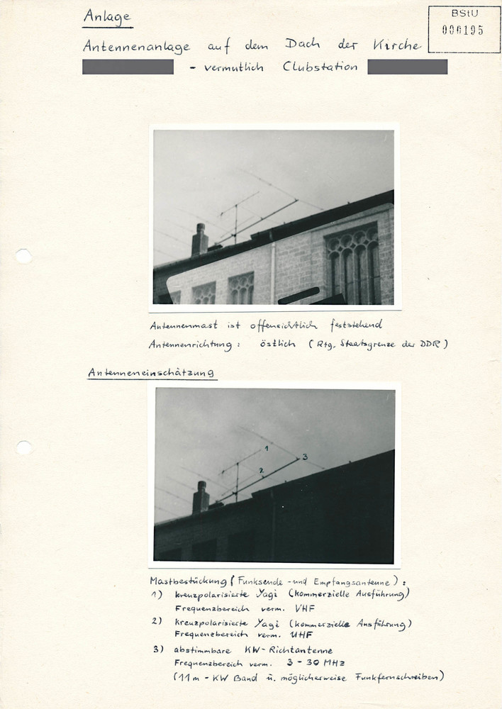 Fotodokumentation der Antennenanlage auf einem Kirchendach in Niedersachsen