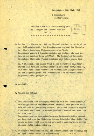 Bericht der BV Magdeburg zum Auffinden von Personalakten aus der Zeit des Nationalsozialismus