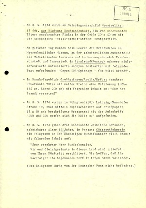 Stimmungsbericht zur Reaktion der Bevölkerung auf den Rücktritt Willy Brandts