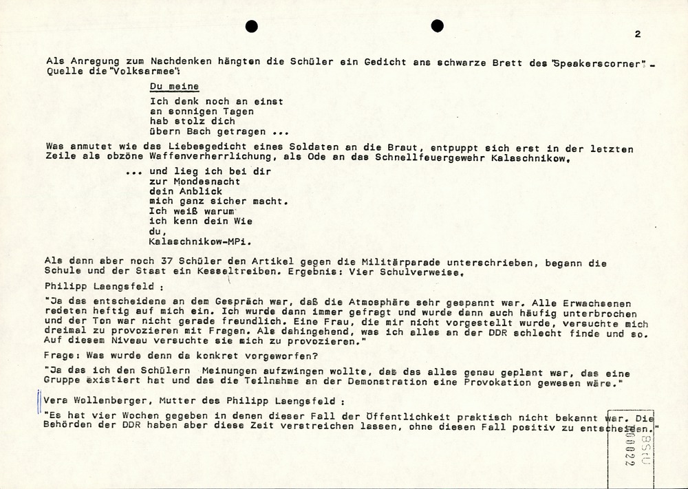 Dokumentation eines Beitrages der Fernsehsendung "Kennzeichen D" zur Ossietzky-Affäre