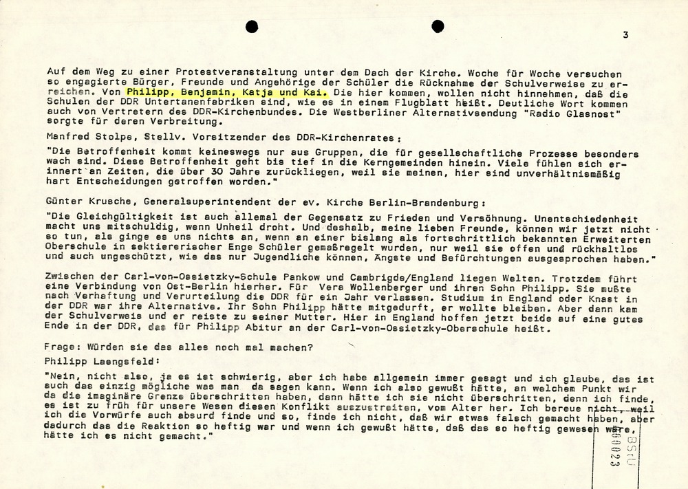 Dokumentation eines Beitrages der Fernsehsendung "Kennzeichen D" zur Ossietzky-Affäre