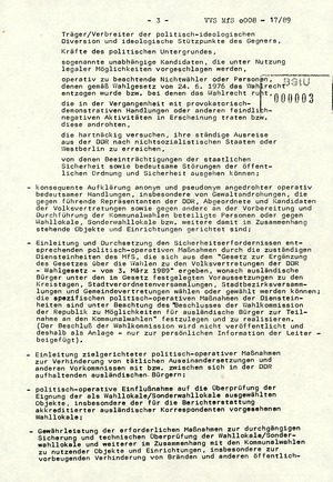 Befehl 6/89 zur politisch-operativen Sicherung der Vorbereitung und Durchführung der Kommunalwahlen im Mai 1989
