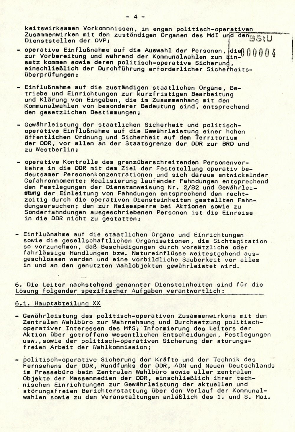 Befehl 6/89 zur politisch-operativen Sicherung der Vorbereitung und Durchführung der Kommunalwahlen im Mai 1989