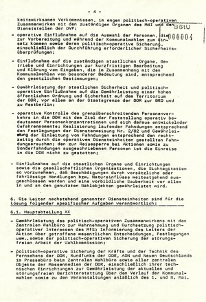 Befehl 6/89 zur politisch-operativen Sicherung der Vorbereitung und Durchführung der Kommunalwahlen im Mai 1989