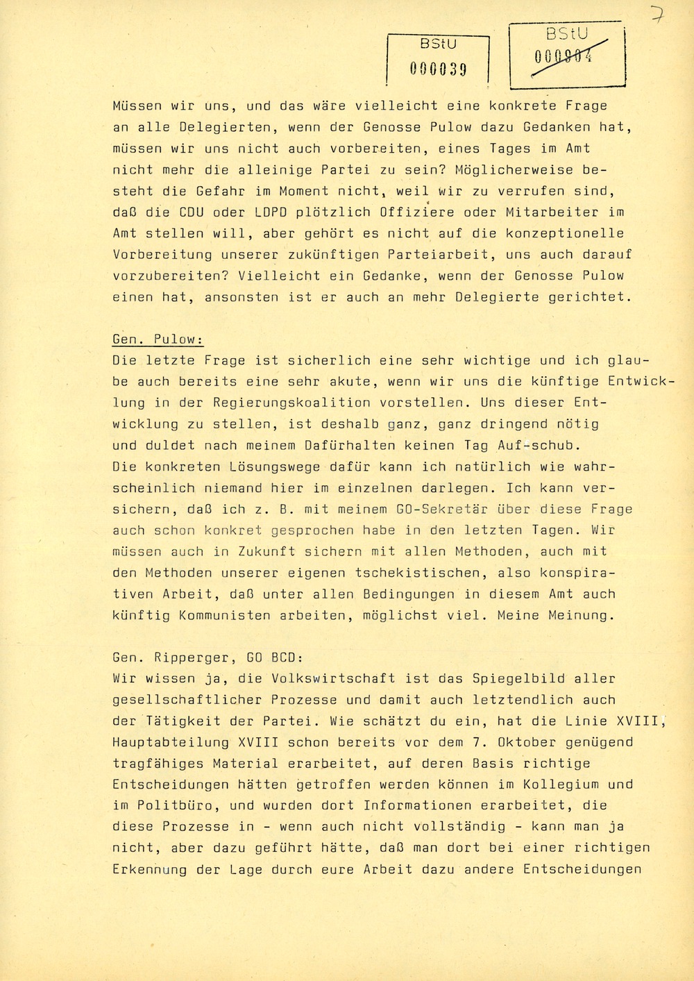 Protokoll der Delegiertenkonferenz aller Grundorganisationen der SED in der Zentrale des AfNS