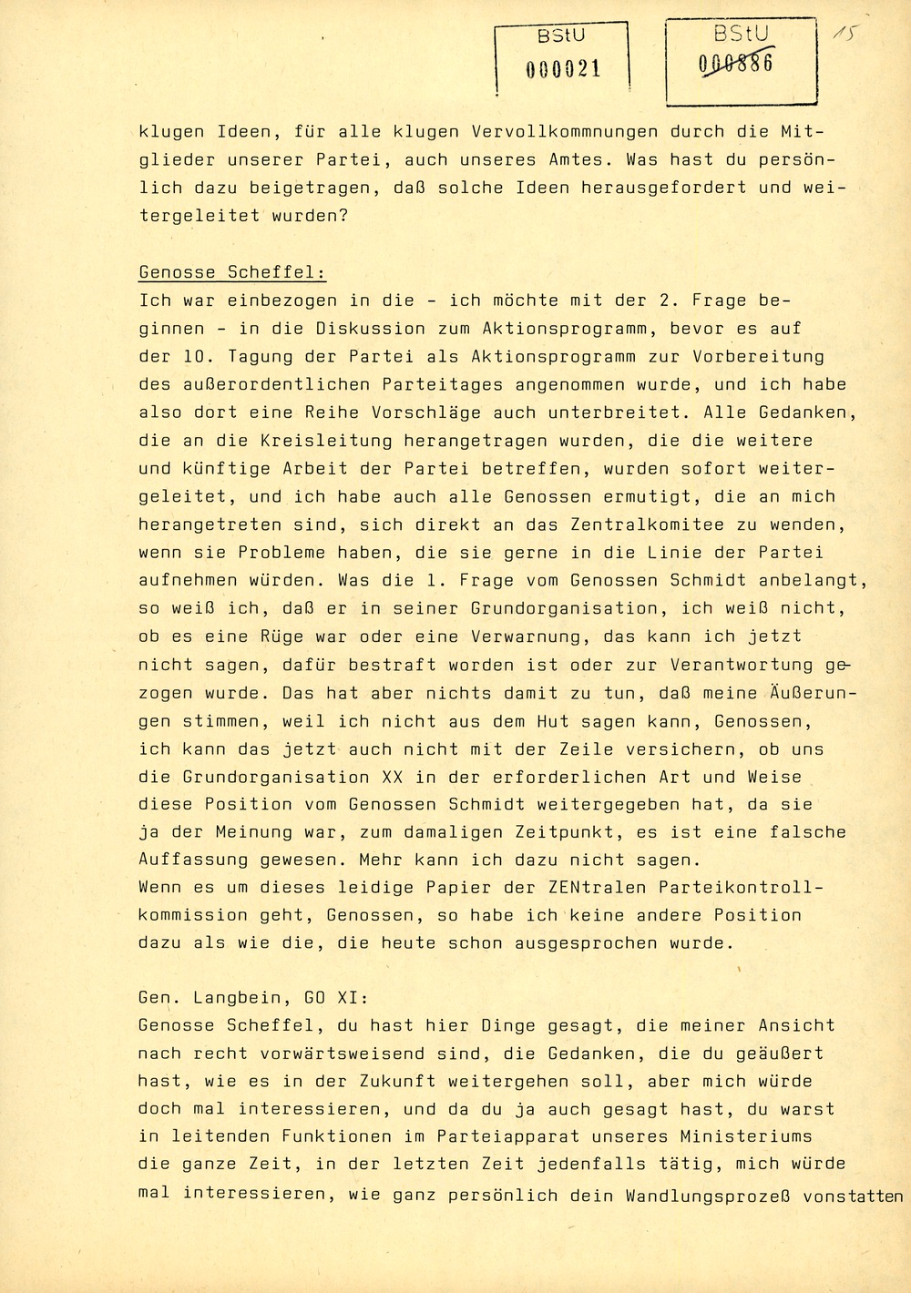 Protokoll der Delegiertenkonferenz aller Grundorganisationen der SED in der Zentrale des AfNS