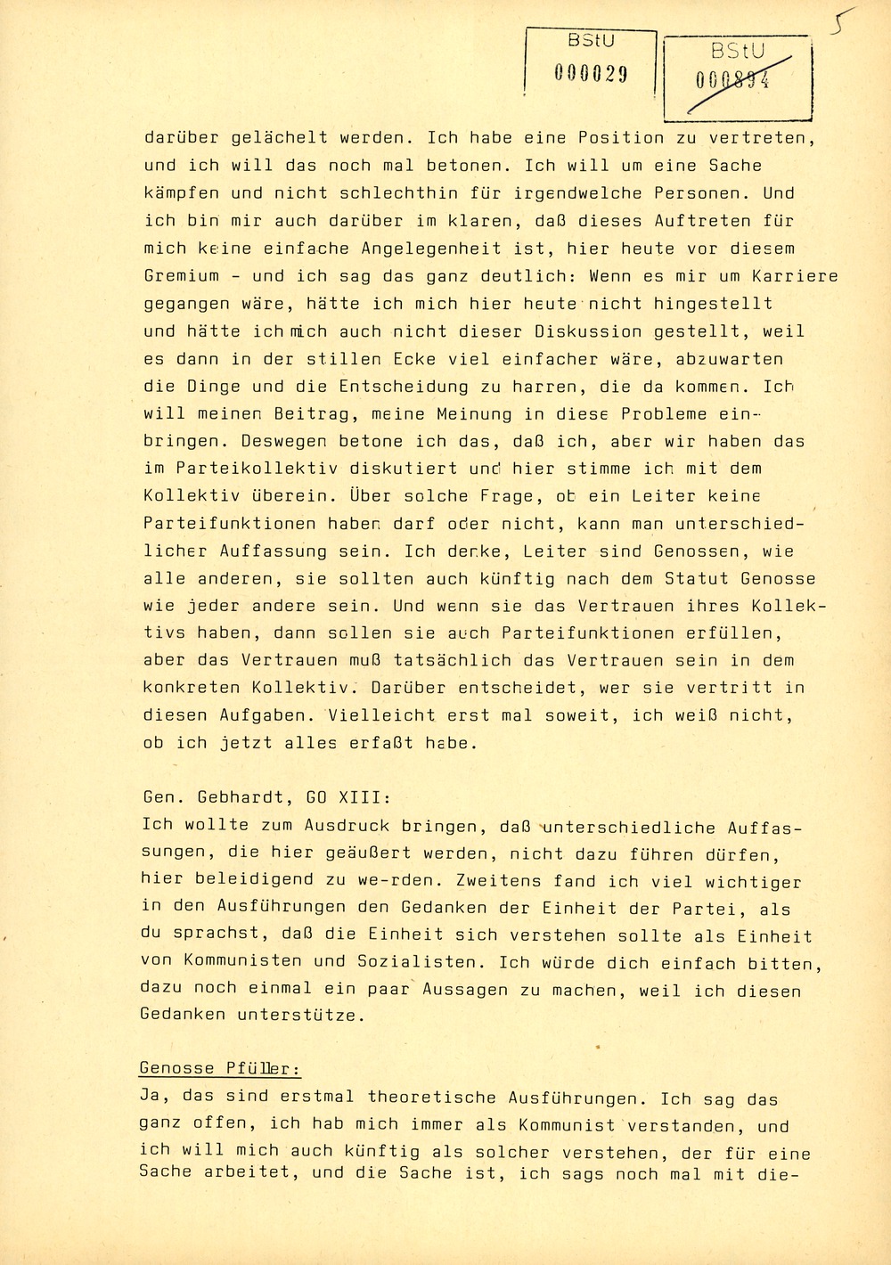 Protokoll der Delegiertenkonferenz aller Grundorganisationen der SED in der Zentrale des AfNS