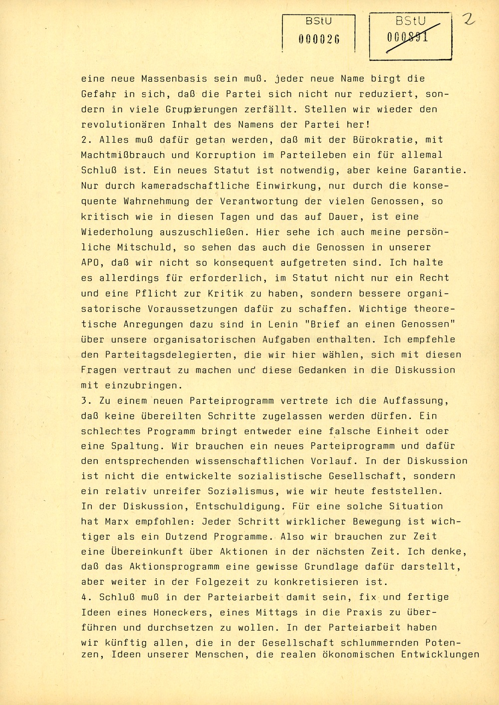 Protokoll der Delegiertenkonferenz aller Grundorganisationen der SED in der Zentrale des AfNS