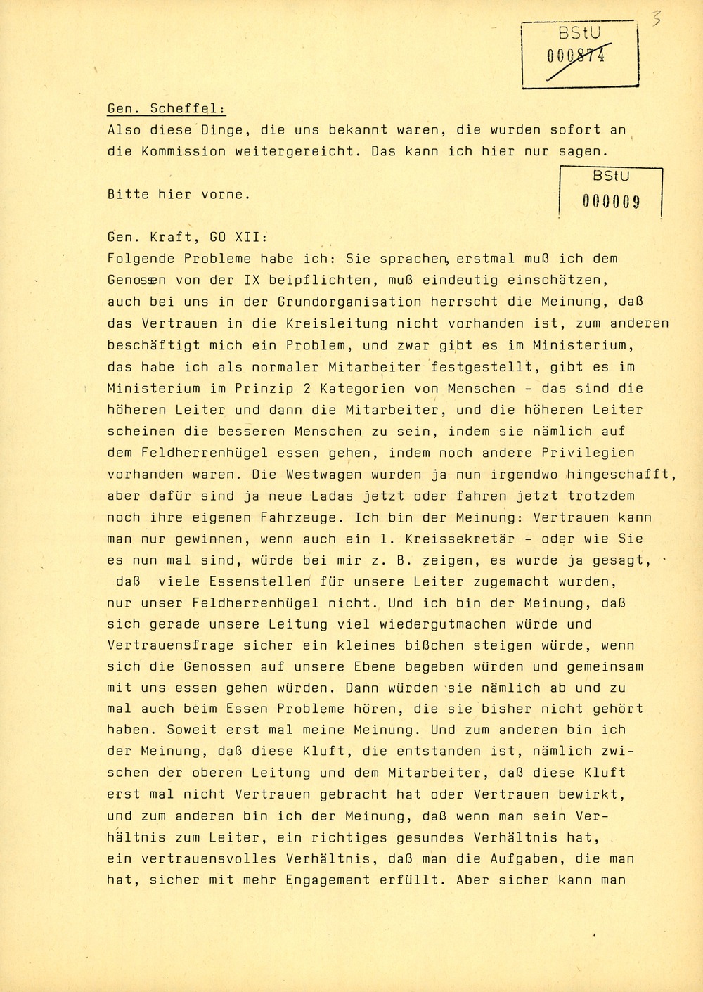 Protokoll der Delegiertenkonferenz aller Grundorganisationen der SED in der Zentrale des AfNS