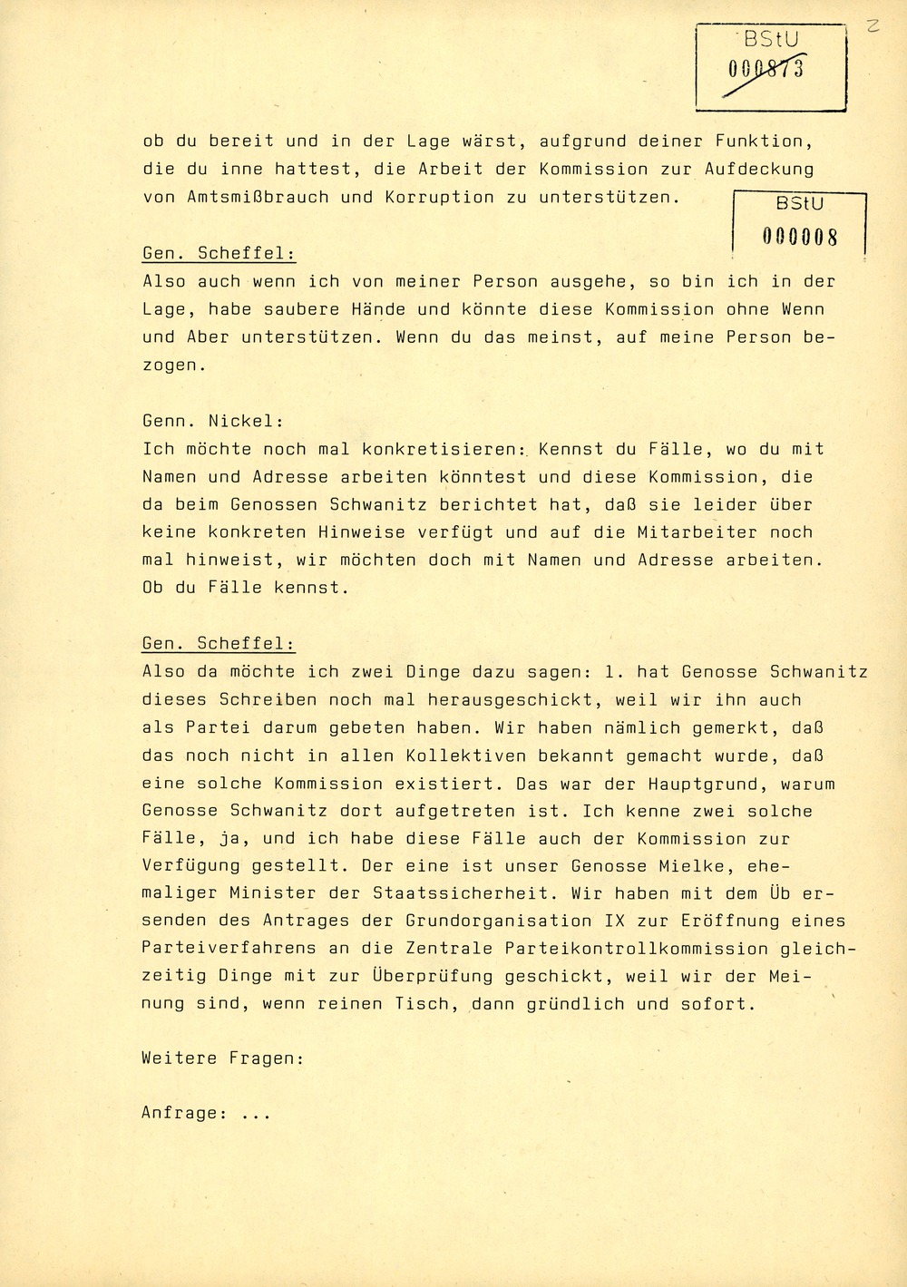 Protokoll der Delegiertenkonferenz aller Grundorganisationen der SED in der Zentrale des AfNS