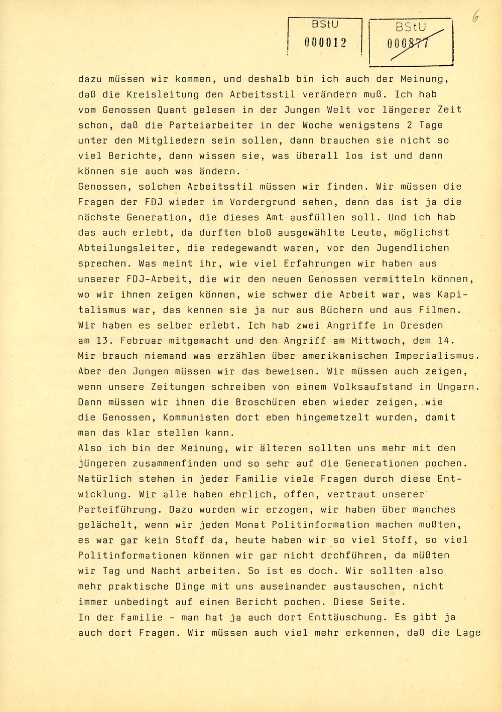 Protokoll der Delegiertenkonferenz aller Grundorganisationen der SED in der Zentrale des AfNS