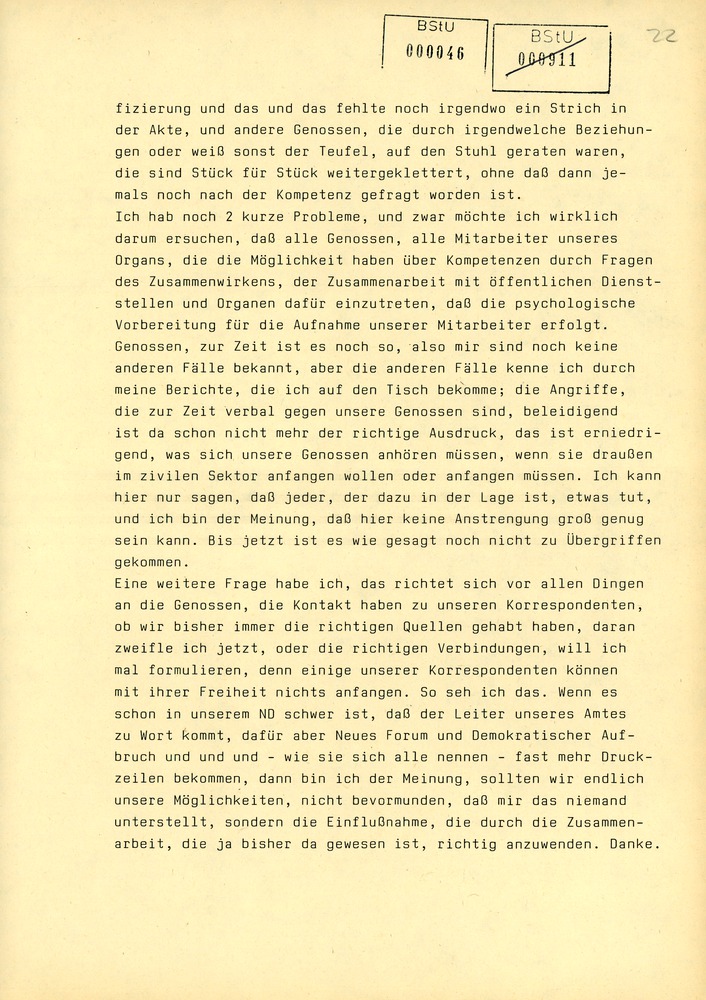 Protokoll der Delegiertenkonferenz aller Grundorganisationen der SED in der Zentrale des AfNS