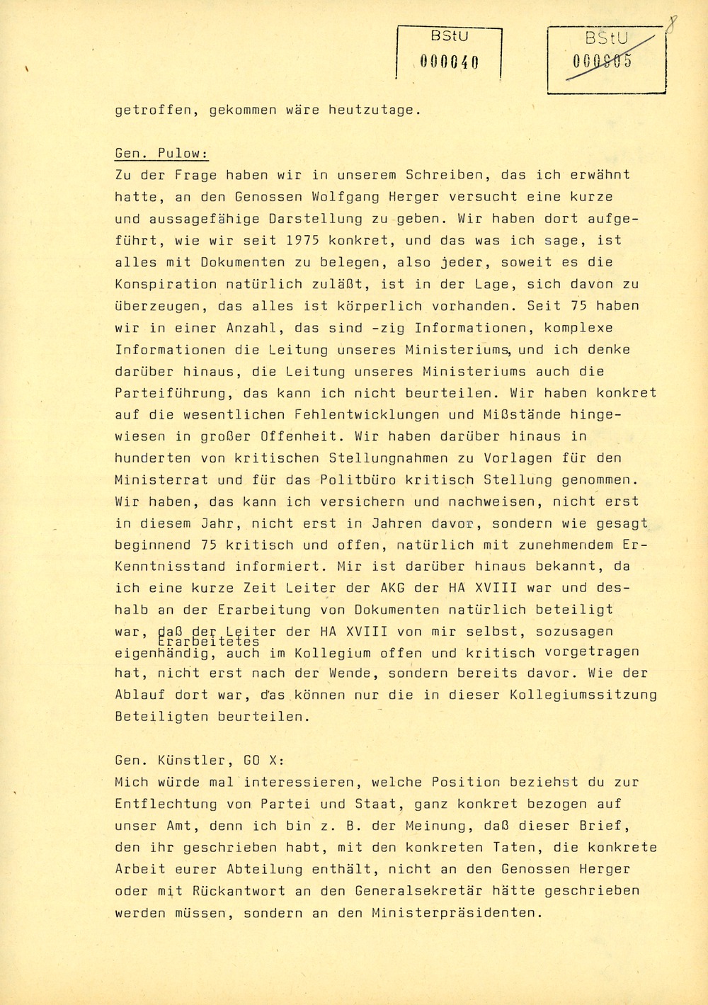 Protokoll der Delegiertenkonferenz aller Grundorganisationen der SED in der Zentrale des AfNS