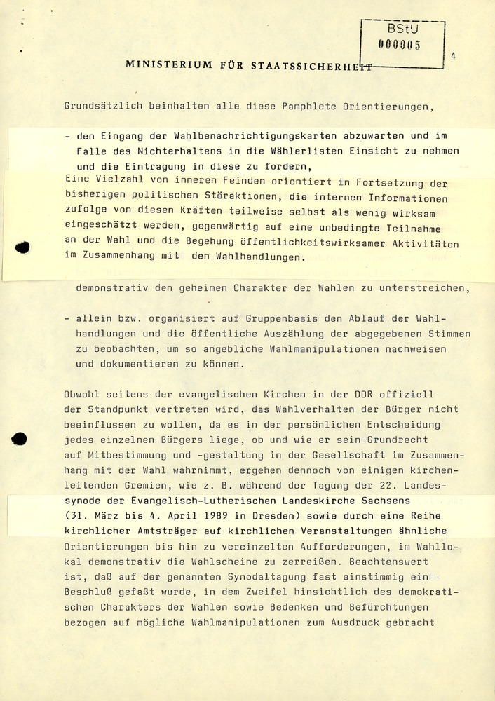 Aktivitäten von Bürgerrechtsgruppen zu den Kommunalwahlen im Mai 1989