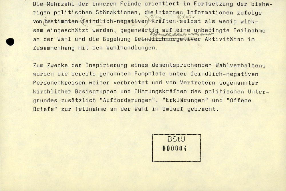 Aktivitäten von Bürgerrechtsgruppen zu den Kommunalwahlen im Mai 1989