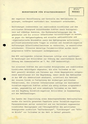 Aktivitäten von Bürgerrechtsgruppen zu den Kommunalwahlen im Mai 1989