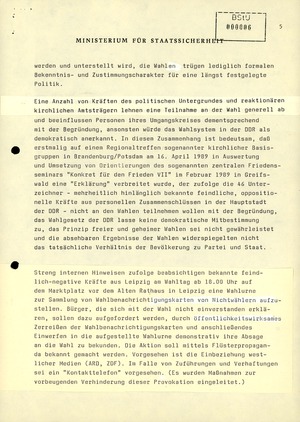 Aktivitäten von Bürgerrechtsgruppen zu den Kommunalwahlen im Mai 1989