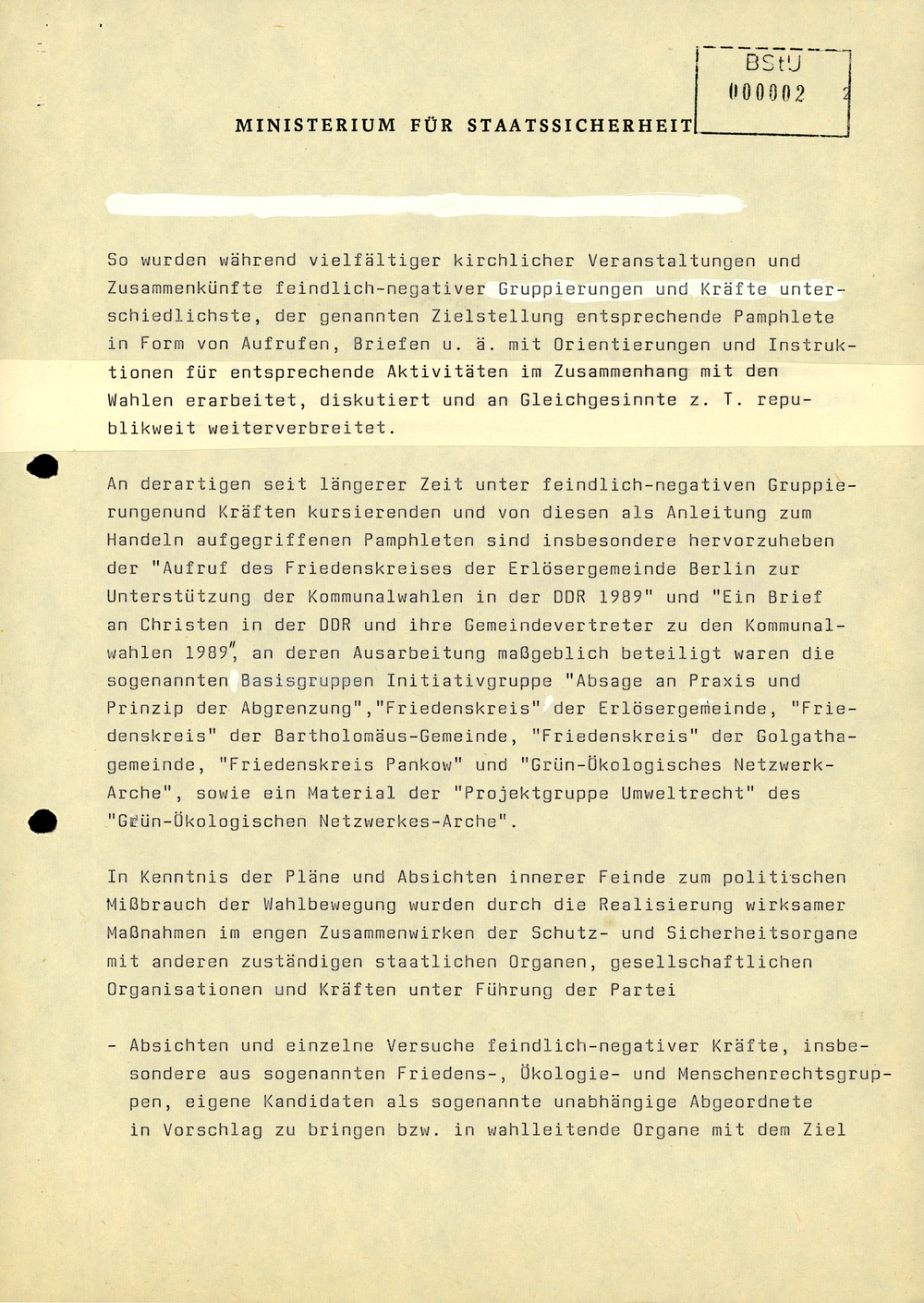 Aktivitäten von Bürgerrechtsgruppen zu den Kommunalwahlen im Mai 1989