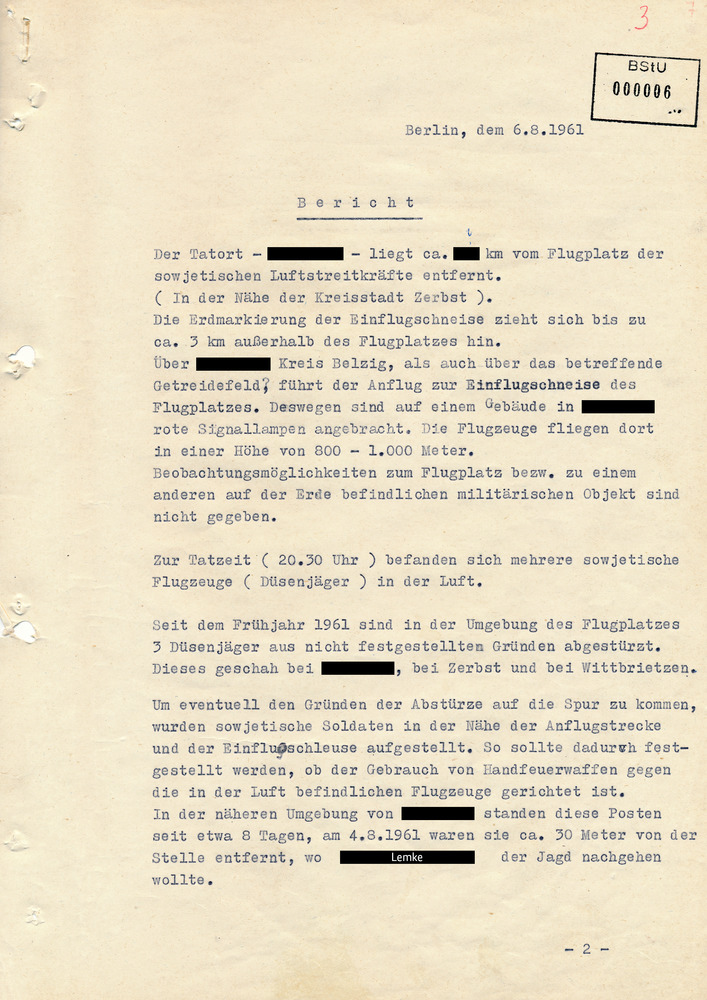 Bericht über Ermittlungen im Kreis Belzig wegen des Verdachts der „Diversion“