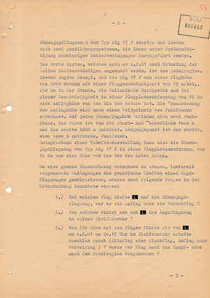 Befragung von Sachverständigen zum Beschuss von Jagdflugzeugen