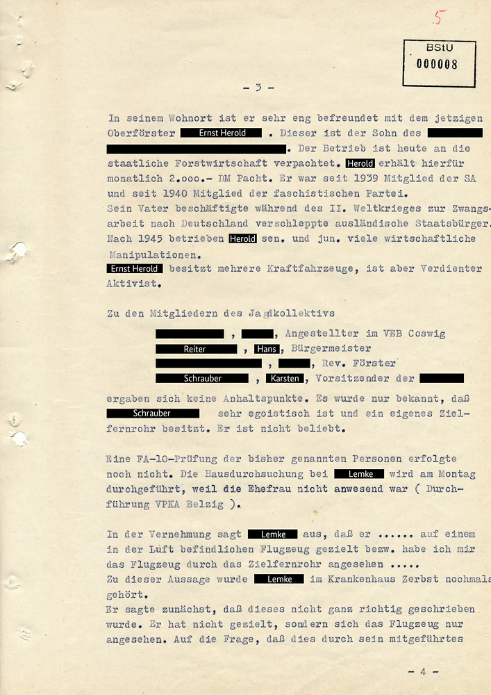 Bericht über Ermittlungen im Kreis Belzig wegen des Verdachts der „Diversion“