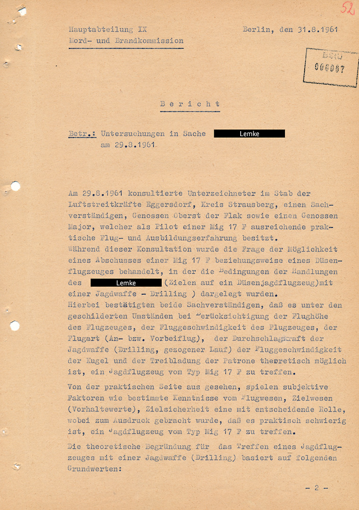 Befragung von Sachverständigen zum Beschuss von Jagdflugzeugen