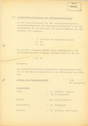 Inoffizielle Absicherung der DDR-Olympiamannschaft