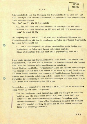 Bericht über Republikfluchten im November 1956