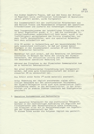 Bericht über die Tätigkeit der eingesetzten Operativ-Gruppe des MfS zur Sicherung der DDR-Olympia-Delegation vom 9.9. bis 3.10.1988