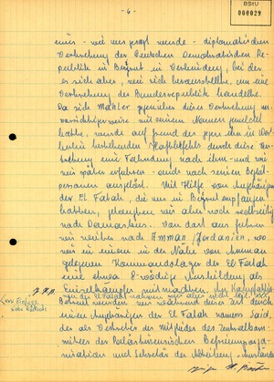 Protokoll über die Vernehmung Hans-Jürgen Bäckers nach seiner Einreise in die DDR