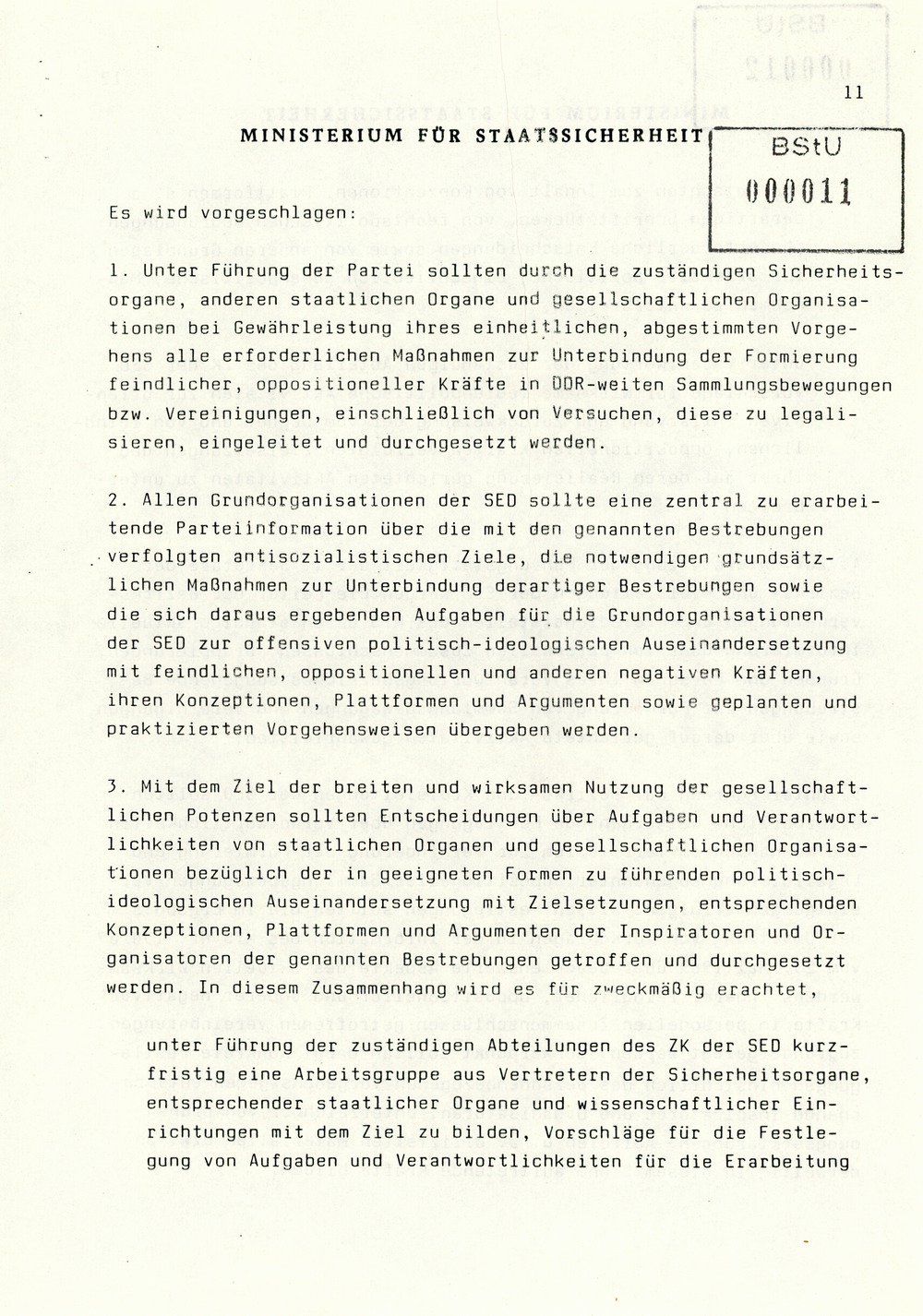 Information über Bestrebungen oppositioneller Kräfte zur Schaffung DDR-weiter Sammlungsbewegungen