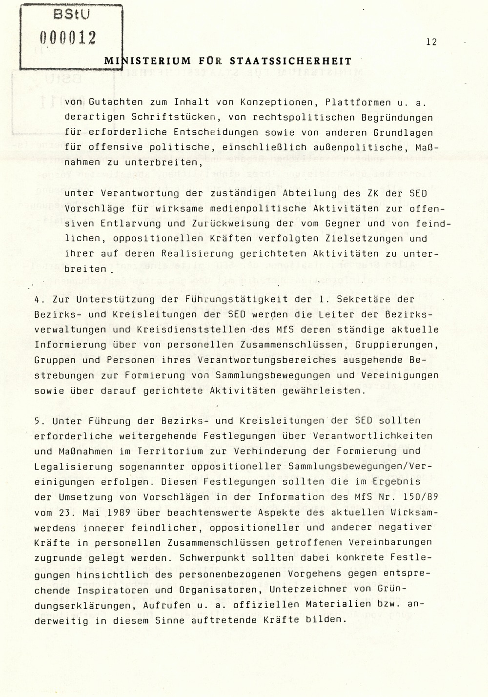 Information über Bestrebungen oppositioneller Kräfte zur Schaffung DDR-weiter Sammlungsbewegungen