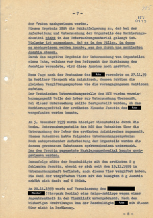 Bericht über toxikologische Untersuchungen im Tierpark-Fall 1959