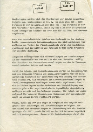 Geheimer Bericht an die SED-Führung im Bezirk Suhl zum Wasunger Karneval 1988