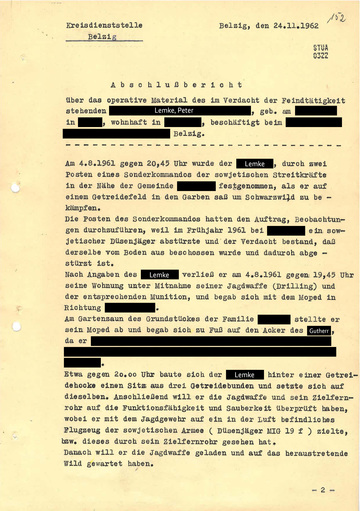 Abschlussbericht zu Ermittlungen im Kreis Belzig wegen des Verdachts der „Diversion“
