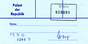Zutrittskarte für das Udo-Lindenberg-Konzert am 25.10.1983