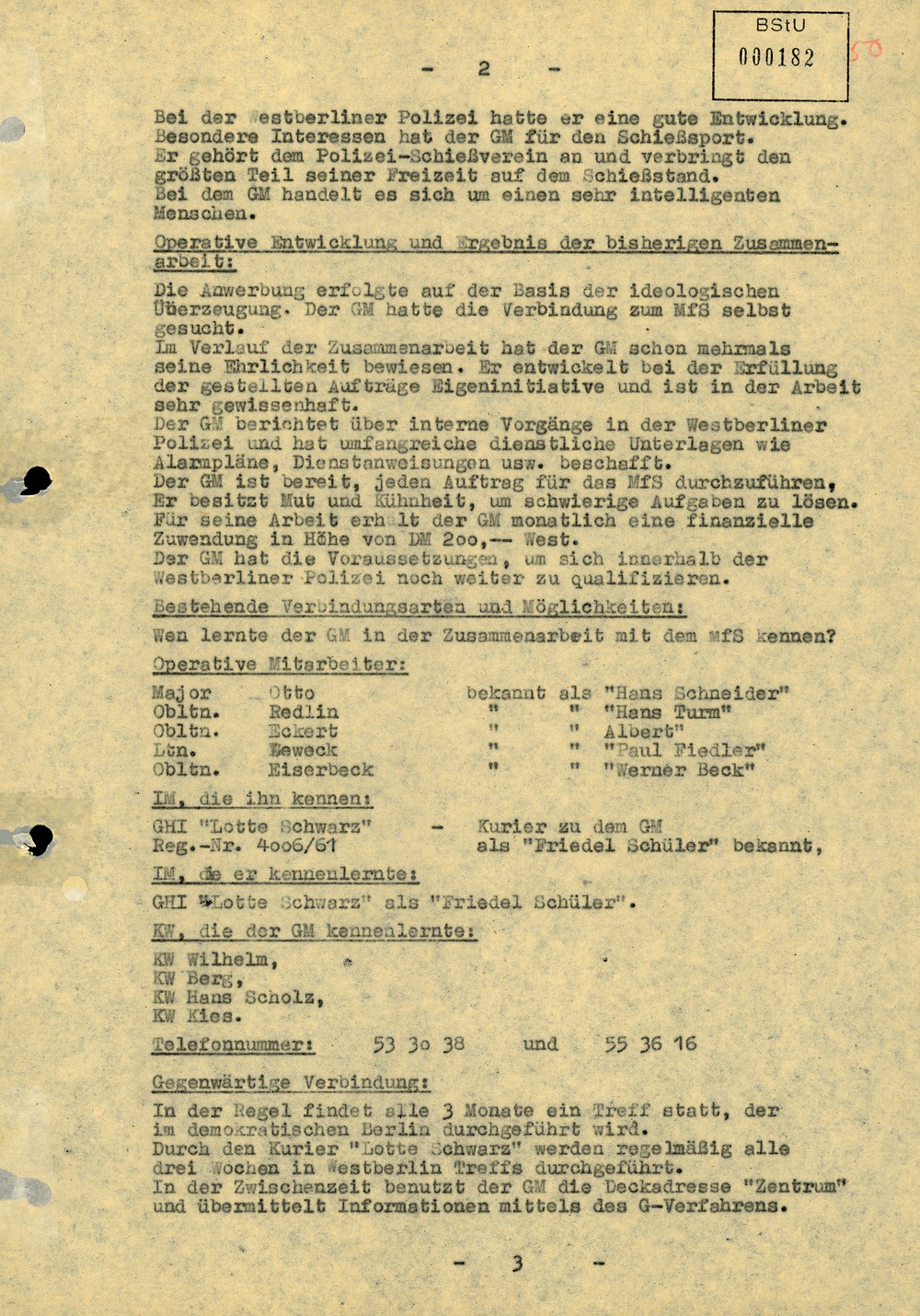 "Auskunftsbericht" von 1962 über GM "Otto Bohl" alias Karl-Heinz Kurras