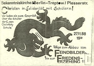 Plakat Der Bekenntniskirche Berlin Treptow Fur Eine Veranstaltung Zur Ossietzky Affare Mediathek Des Stasi Unterlagen Archivs