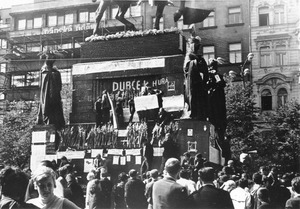 Demonstration auf dem Prager Wenzelsplatz