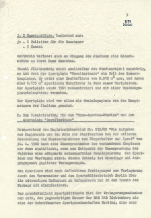 Forderungsprogramm für eine Ersatzleistung des "Hans-Zoschke-Stadions" und der Sportanlage "Bornitzstraße"