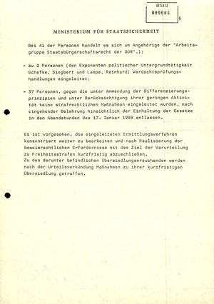 Information über die Unterbindung von Störaktionen bei der "Kampfdemonstration" am 17. Januar 1988